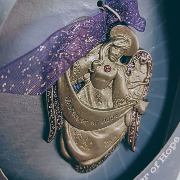 Gloria Duchin Pewter Swarovski Crystal Ornament Whispering Secrets Of Angel HOPE - Picture 4 of 9